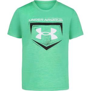 imageUnder Armour Boys Classic Core Logo TShirt Wordmark Print ampamp Baseball Designs Crew NeckMatrix Green Homeplate