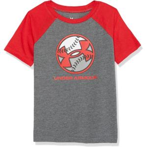 imageUnder Armour Boys Classic Core Logo TShirt Wordmark Print ampamp Baseball Designs Crew NeckPitch Gray Striker