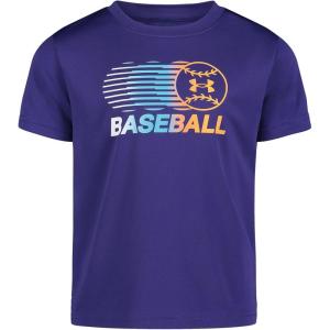 imageUnder Armour Boys Classic Core Logo TShirt Wordmark Print ampamp Baseball Designs Crew NeckSonar Blue