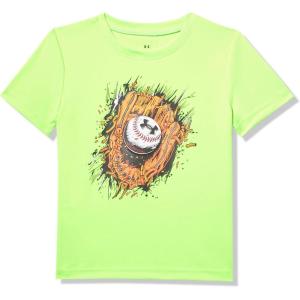 imageUnder Armour Boys Shirt Crewneck Lightweight and BreathableHyper Green  Tech Mitt Ss