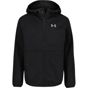 imageUnder Armour Boys Sim Softshell Jacket Hooded with Zipper Closure WaterResistant ampamp LightweightBlack