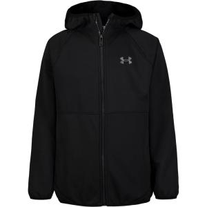 imageUnder Armour Boys Sim Softshell Jacket Hooded with Zipper Closure WaterResistant ampamp LightweightLegacy Black