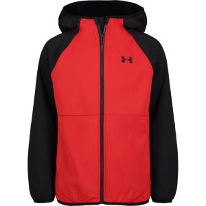 imageUnder Armour Boys Sim Softshell Jacket Hooded with Zipper Closure WaterResistant ampamp LightweightLegacy Red