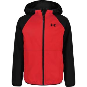 imageUnder Armour Boys Sim Softshell Jacket Hooded with Zipper Closure WaterResistant ampamp LightweightRed