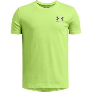 imageUnder Armour Boys Sportstyle Left Chest ShortSleeve TShirt304 Morph Green   Black
