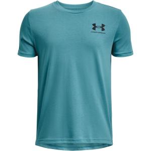 imageUnder Armour Boys Sportstyle Left Chest ShortSleeve TShirt433 Glacier Blue  Black  Black