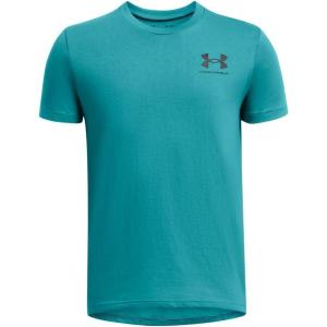 imageUnder Armour Boys Sportstyle Left Chest ShortSleeve TShirt464 Circuit Teal   Black