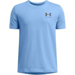 imageUnder Armour Boys Sportstyle Left Chest ShortSleeve TShirt465 Horizon Blue   Black