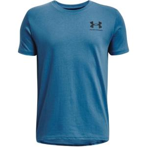 imageUnder Armour Boys Sportstyle Left Chest ShortSleeve TShirt466 Cosmic Blue   Black