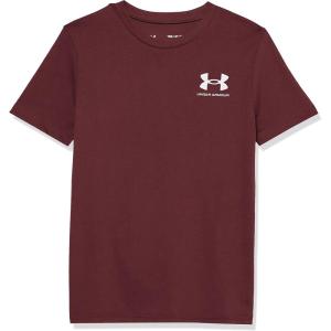 imageUnder Armour Boys Sportstyle Left Chest ShortSleeve TShirt600 Dark Maroon   White