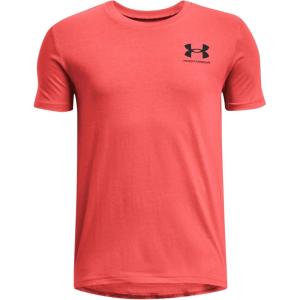imageUnder Armour Boys Sportstyle Left Chest ShortSleeve TShirt691 Venom Red   Black