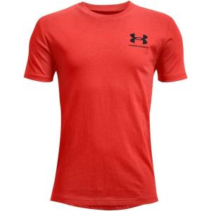 imageUnder Armour Boys Sportstyle Left Chest ShortSleeve TShirtDark Orange 860Black