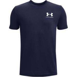 imageUnder Armour Boys Sportstyle Left Chest ShortSleeve TShirtMidnight Navy 410Black