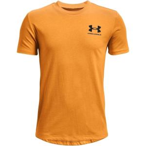 imageUnder Armour Boys Sportstyle Left Chest ShortSleeve TShirtOmega Orange 857Black