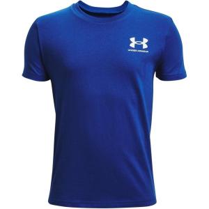 imageUnder Armour Boys Sportstyle Left Chest ShortSleeve TShirtRoyal 400White