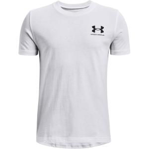 imageUnder Armour Boys Sportstyle Left Chest ShortSleeve TShirtWhite 100Black