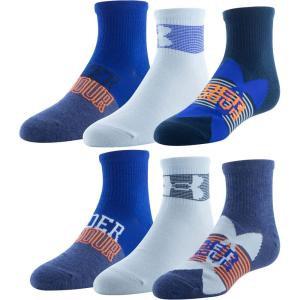 imageUnder Armour Kids Essential Lite Quarter Socks 6PairsUtility BlueHalo GrayRoyal
