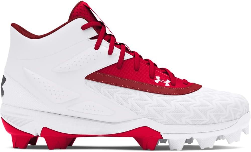 imageUnder Armour Boys Leadoff Mid RM JR 30 Baseball Cleats600 RedWhiteRed