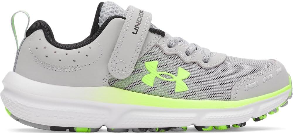 imageUnder Armour Boys Pre School Assert 10 Alternate Closure Sneaker012 Mod GrayBlackHyper Green