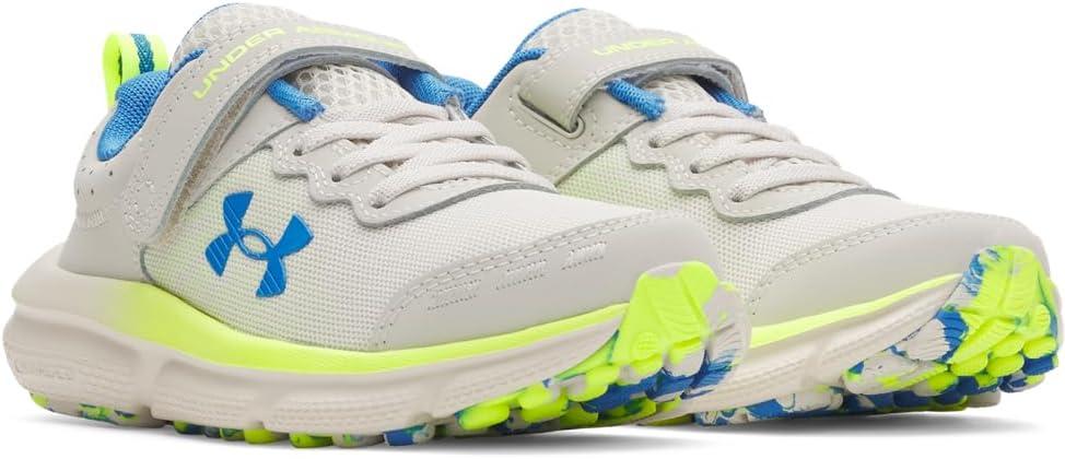 imageUnder Armour Boys Pre School Assert 10 Alternate Closure Sneaker110 Summit WhiteHigh Vis YellowBlue Atlantis