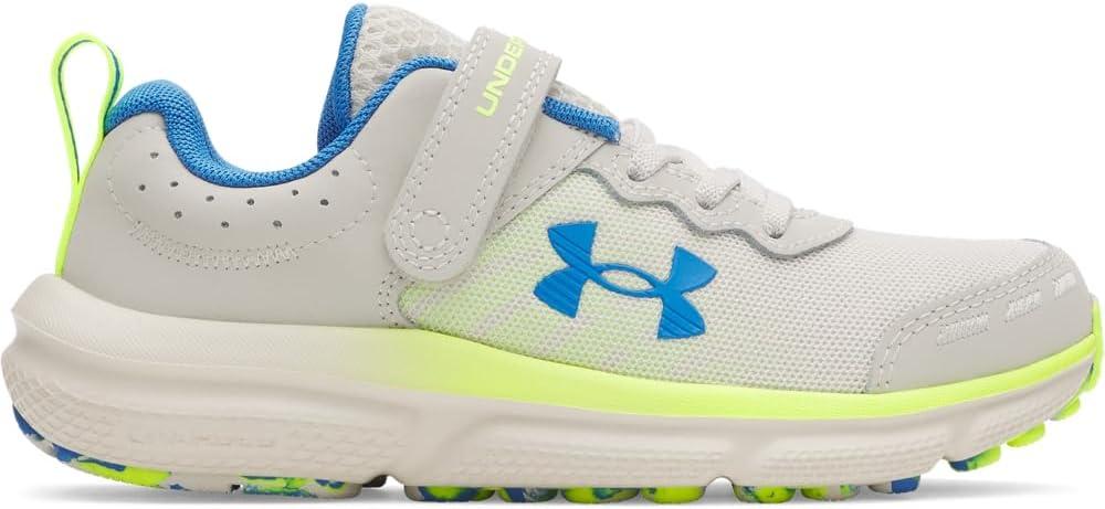 imageUnder Armour Boys Pre School Assert 10 Alternate Closure Sneaker110 Summit WhiteHigh Vis YellowBlue Atlantis