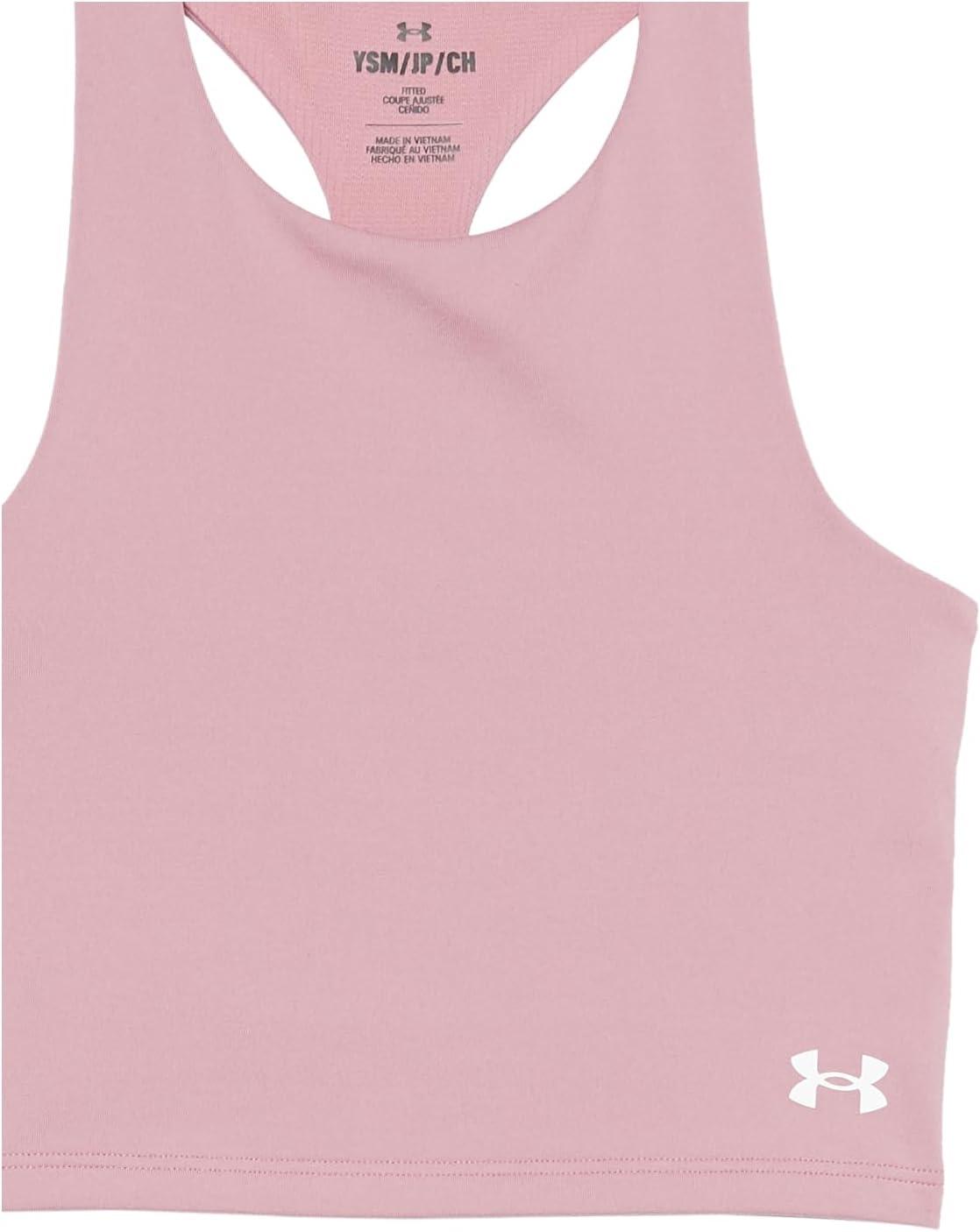imageUnder Armour Girls Motion Crop Tank Top697 Pink Elixir   White