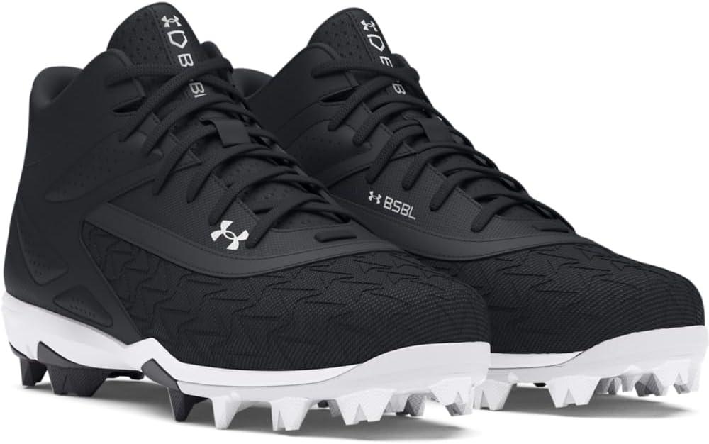 imageUnder Armour Mens Leadoff Mid 30 Baseball Cleat Sneaker001 BlackBlackWhite