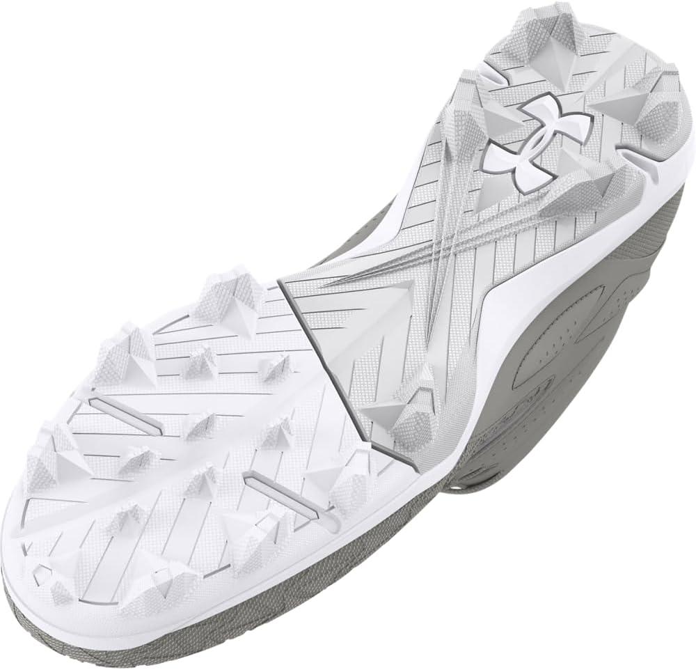 imageUnder Armour Mens Leadoff Mid 30 Baseball Cleat Sneaker100 Baseball GrayBaseball GrayWhite