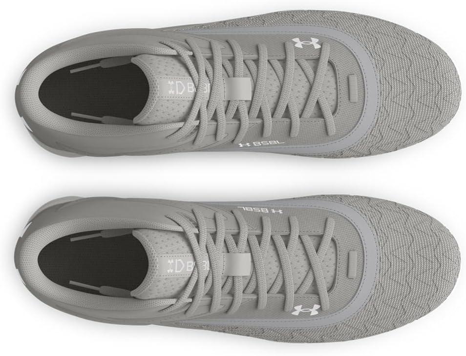 imageUnder Armour Mens Leadoff Mid 30 Baseball Cleat Sneaker100 Baseball GrayBaseball GrayWhite