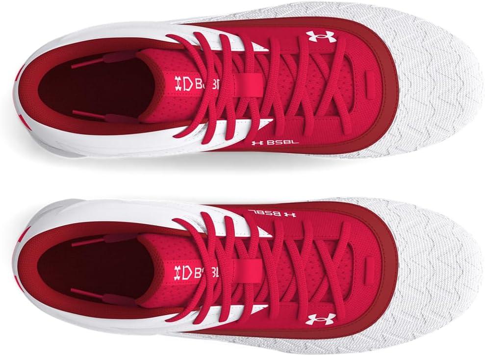 imageUnder Armour Mens Leadoff Mid 30 Baseball Cleat Sneaker600 RedWhiteRed