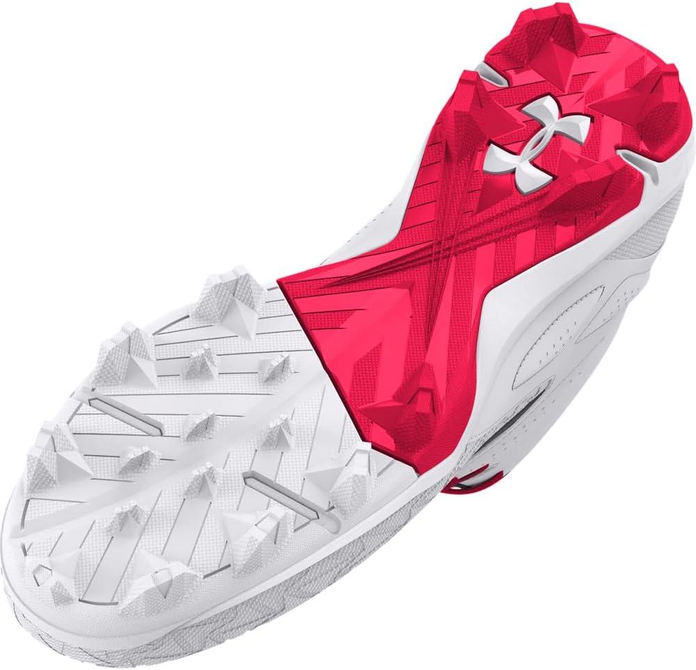 imageUnder Armour Mens Leadoff Mid 30 Baseball Cleat Sneaker600 RedWhiteRed