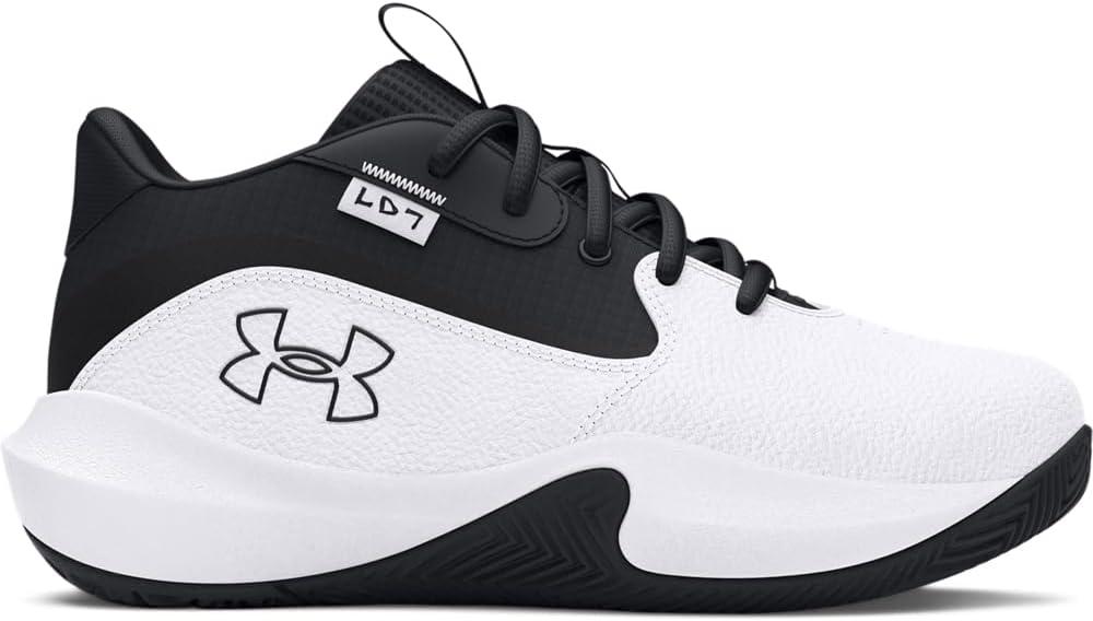 imageUnder Armour UnisexChild Pre School Lockdown 7 Sneaker102 WhiteBlackBlack