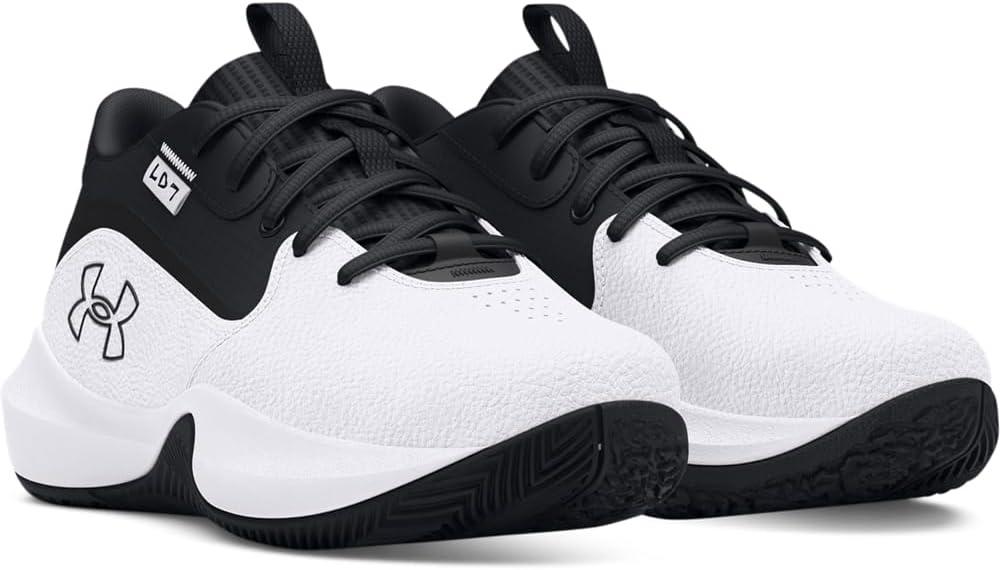 imageUnder Armour UnisexChild Pre School Lockdown 7 Sneaker102 WhiteBlackBlack