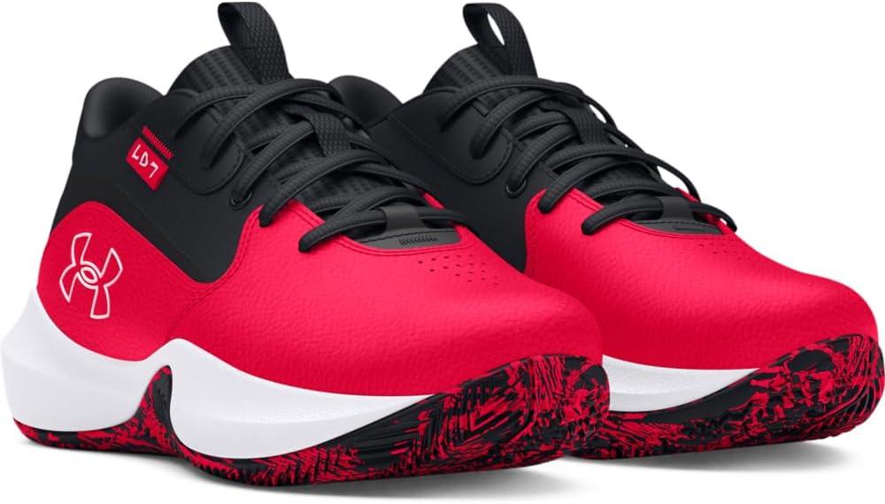 imageUnder Armour UnisexChild Pre School Lockdown 7 Sneaker600 RedBlackWhite