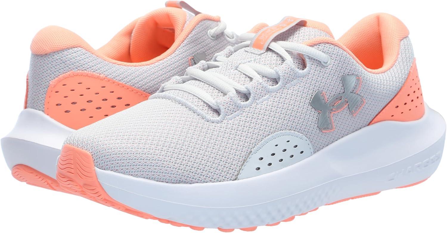imageUnder Armour Womens Charged Surge 4 Running Shoe106 Distant GrayFlare Orange