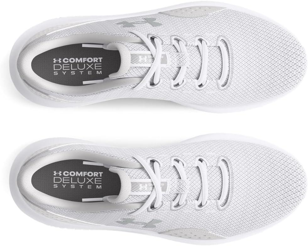 imageUnder Armour Womens Charged Surge 4 Running ShoeWhiteDistant GrayMetallic Silver