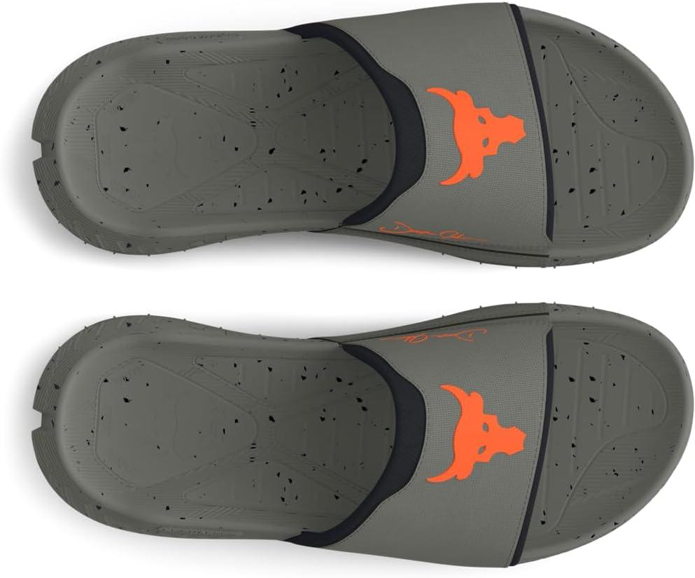 imageUnder Armour unisexadult Project Rock 3 Slides301 Clay GreenBlackTeam Orange