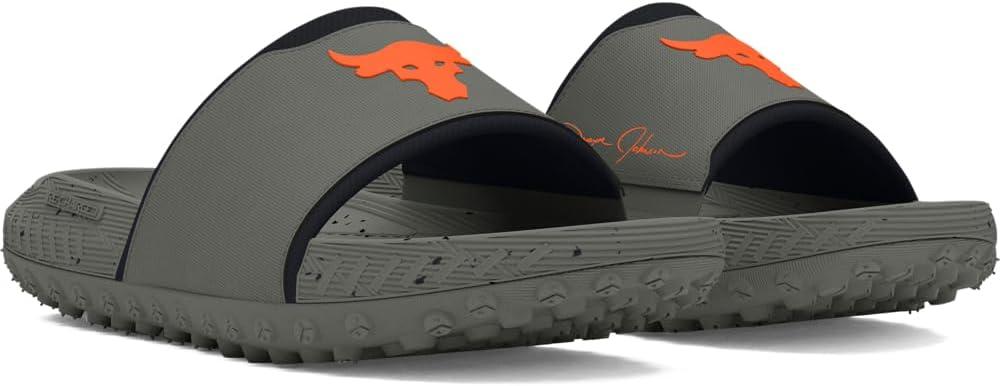 imageUnder Armour unisexadult Project Rock 3 Slides301 Clay GreenBlackTeam Orange