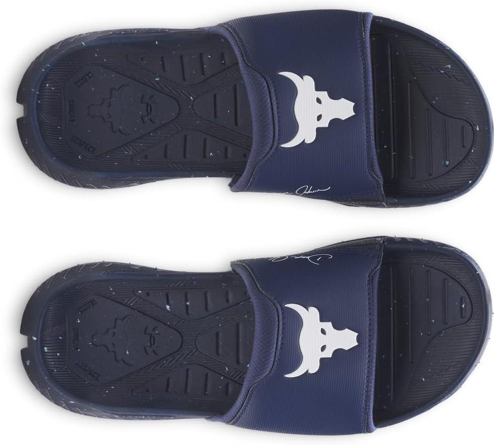 imageUnder Armour unisexadult Project Rock 3 Slides404 Washed NavyWashed NavyWhite