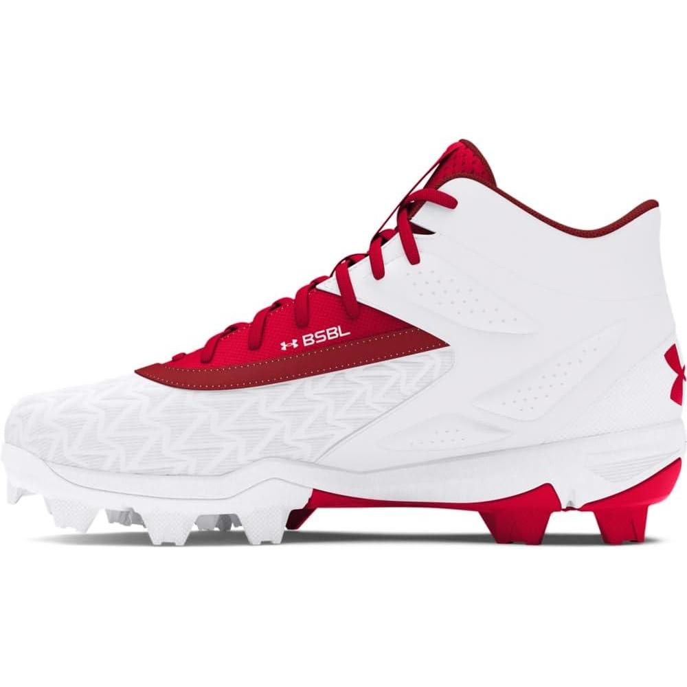 imageUnder Armour Boys Leadoff Mid RM JR 30 Baseball Cleats600 RedWhiteRed