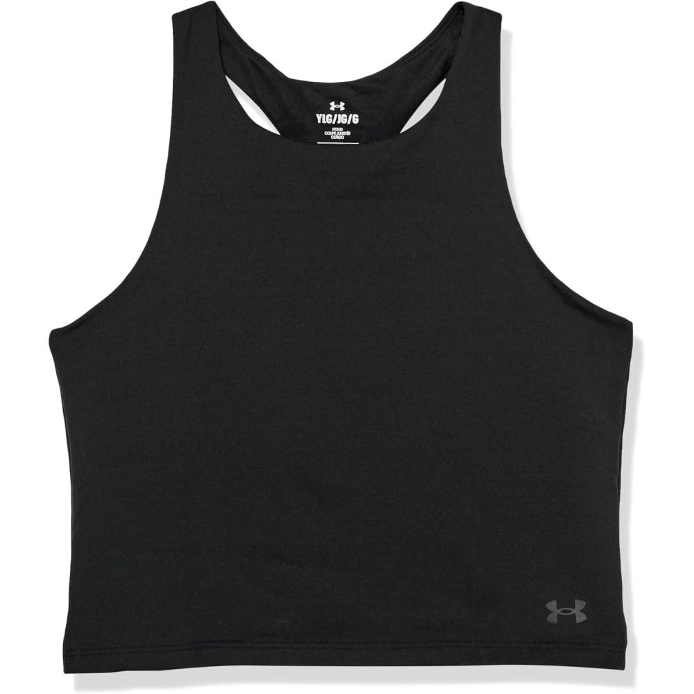 imageUnder Armour Girls Motion Crop Tank Top001 Black   Jet Gray