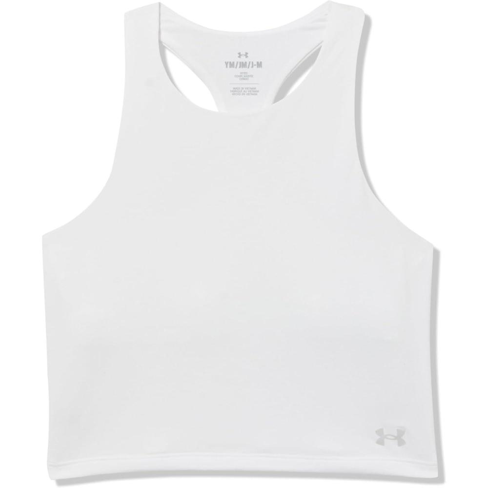 imageUnder Armour Girls Motion Crop Tank Top100 White   Halo Gray