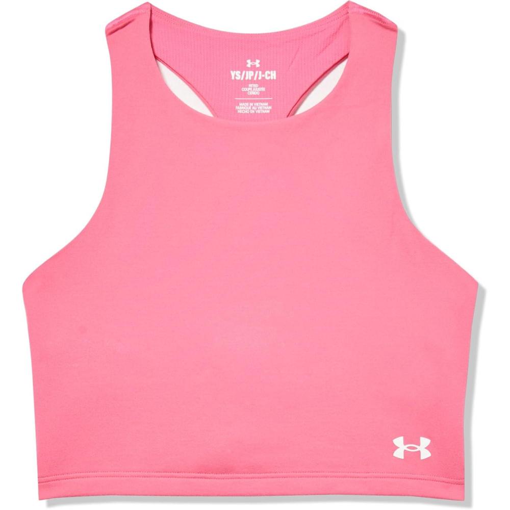 imageUnder Armour Girls Motion Crop Tank Top672 Super Pink   White