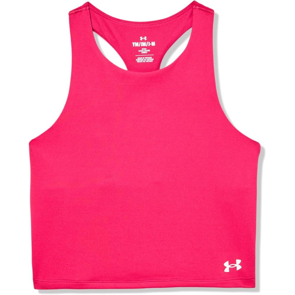 imageUnder Armour Girls Motion Crop Tank Top681 Shaded Fuchsia   White