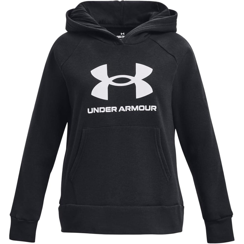 imageUnder Armour Girls Rival Fleece Big Logo Hoodie001 Black   White