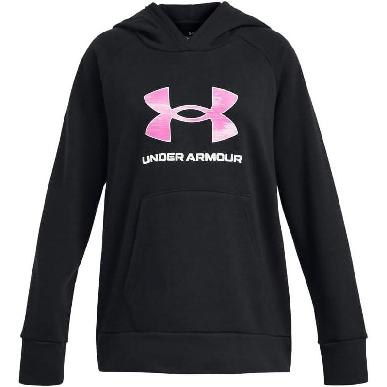 imageUnder Armour Girls Rival Fleece Big Logo Hoodie004 Black   Stellar Pink