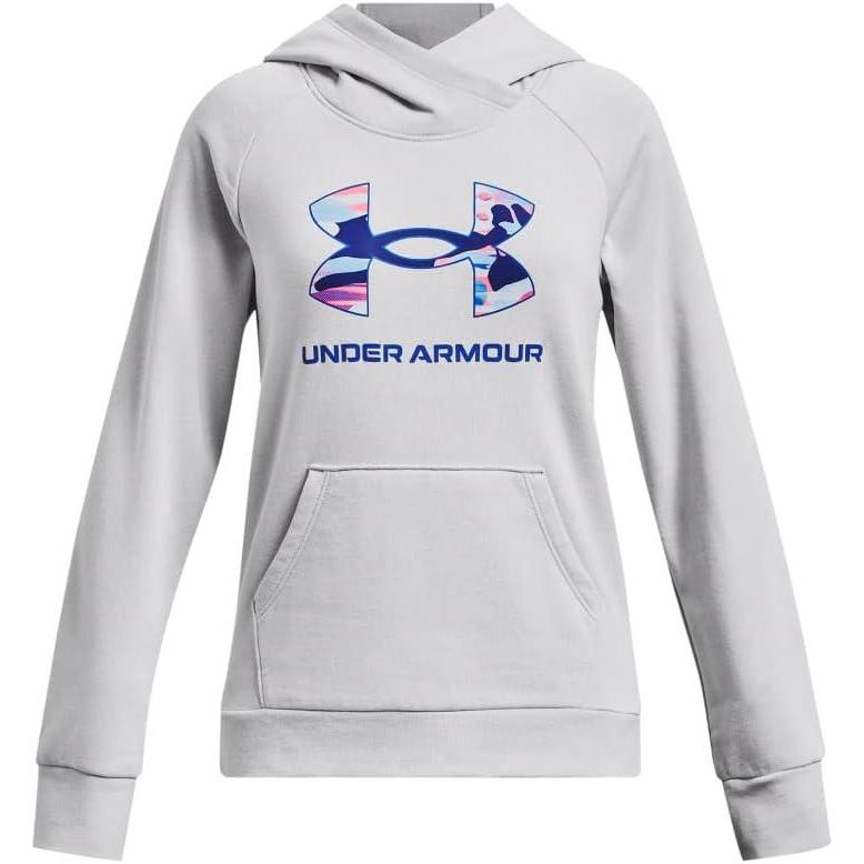imageUnder Armour Girls Rival Fleece Big Logo Hoodie015 Halo Gray Light Heather   Versa Blue