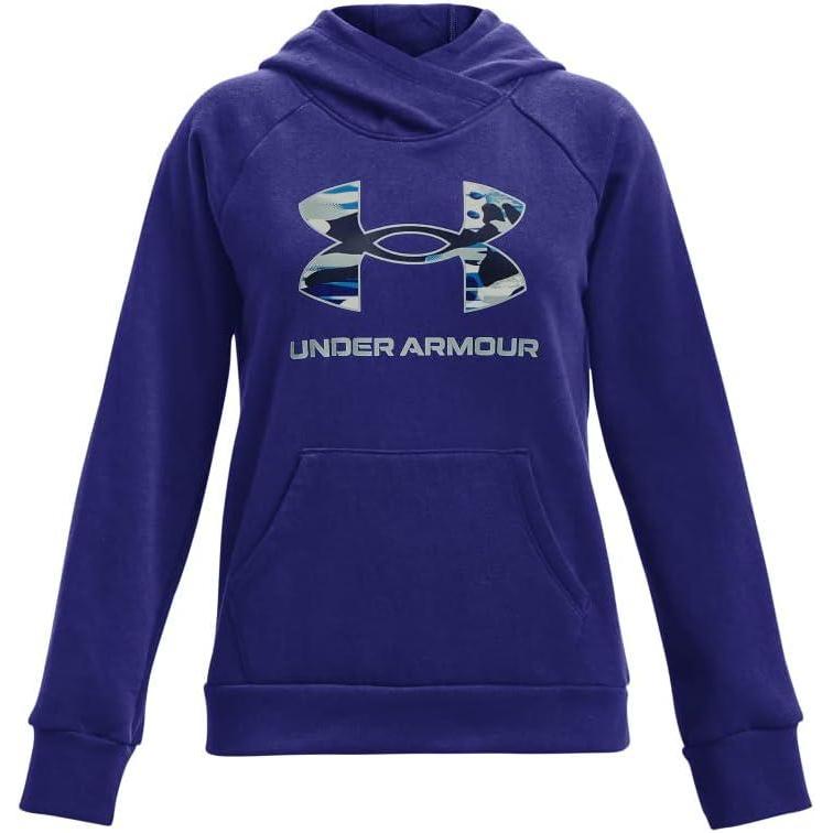 imageUnder Armour Girls Rival Fleece Big Logo Hoodie456 Bauhaus Blue   Opal Green