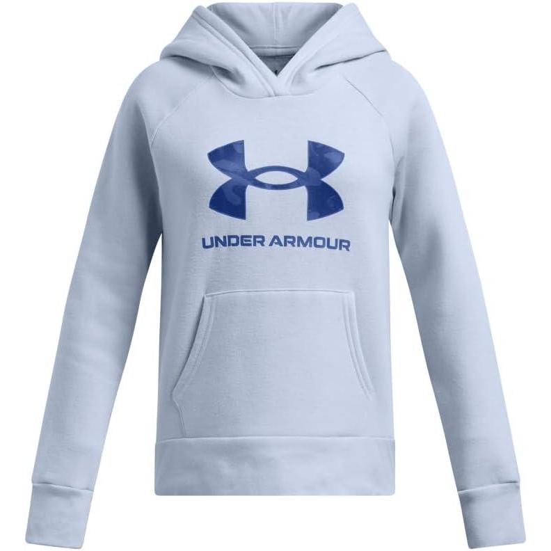 imageUnder Armour Girls Rival Fleece Big Logo Hoodie464 Nimbus Blue   Tech Blue