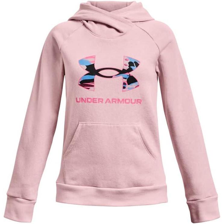 imageUnder Armour Girls Rival Fleece Big Logo Hoodie647 Prime Pink   Pink Punk
